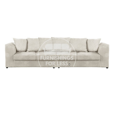 Furnishings For Less Uk Luxor Long Fabric Jumbo Cord 4 Seater Sofa - Scatter Back Cream