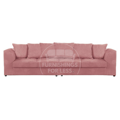 Furnishings For Less Uk Luxor Long Fabric Jumbo Cord 4 Seater Sofa - Scatter Back Pink