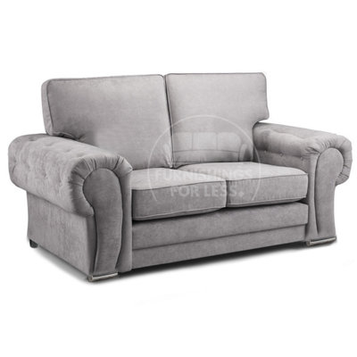Furnishings For Less UK Milan Fabric 2 Seater Sofa Grey Fabric Full Back Chesterfield Style from B&Q