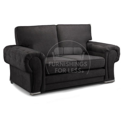 Furnishings For Less UK Milan Fabric 2 Seater Sofa Black Fabric Full Back Chesterfield Style from B&Q