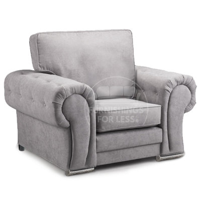Furnishings For Less UK Milan Grey Fabric Single Seater Armchair Fabric Full Back Chesterfield Style from B&Q