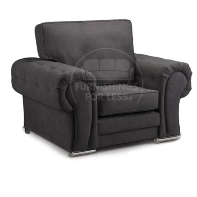 Furnishings For Less UK Milan Black Fabric Single Seater Armchair Fabric Full Back Chesterfield Style from B&Q