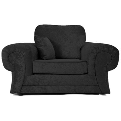 Furnishings For Less UK Chelsea Black Crushed Velvet Armchair Rolled Arms Single Seater from B&Q