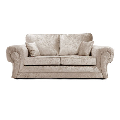 Furnishings For Less UK Chelsea Mink Crushed Velvet Large 3 Seater Sofa Rolled Arms from B&Q