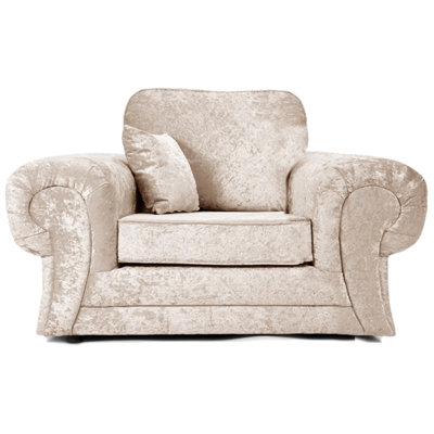 Furnishings For Less UK Chelsea Mink Crushed Velvet Armchair Rolled Arms Single Seater from B&Q