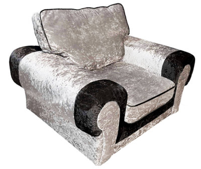 Furnishings For Less UK Chelsea Black And Silver Crushed Velvet Armchair Rolled Arms Single Seater from B&Q