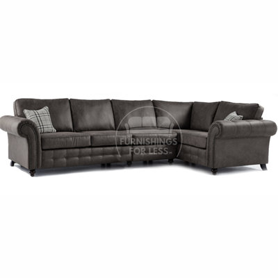 Furnishings For Less UK Oakland Charcoal Chesterfield 5 Seater L Shape Large Corner Sofa from B&Q