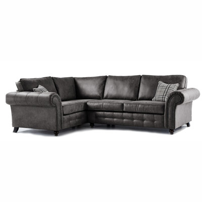 Furnishings For Less UK Oakland Charcoal Chesterfield 4 Seater L Shape Large Corner Sofa from B&Q
