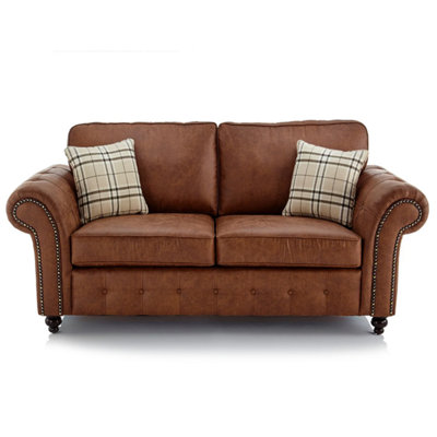 Furnishings For Less UK Oakland 2 Seater Large Chesterfield Style Leatherair Tan from B&Q