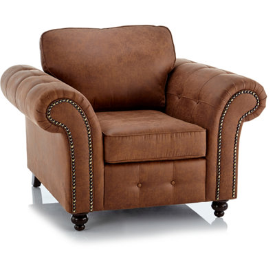 Furnishings For Less UK Oakland Armchair Leather Air Single Seater Tan from B&Q