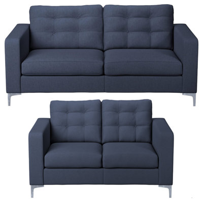 Furnishings For Less UK Smart Hackney Fabric Sofa Suite Sapphire Blue Formal 3 Seater And 2 Seater from B&Q
