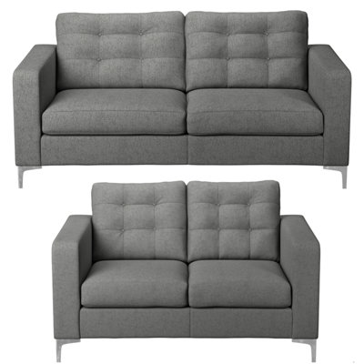 Furnishings For Less UK Hackney Fabric Sofa Suite Pewter  Formal 3 Seater And 2 Seater from B&Q