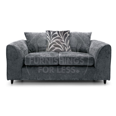 Furnishings For Less UK Zina Grey Chenille Fabric 2 Seater Sofa Scatter Back from B&Q