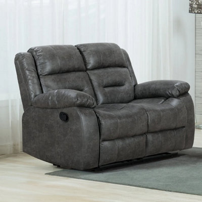 Furnishings For Less UK Monty Grey Fabric Manual Reclining 2 Seater Sofa from B&Q