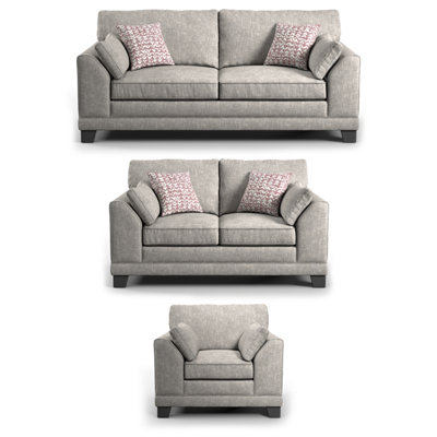 Furnishings For Less UK Hilliard Fullback Fabric 3 Piece Sofa Suite Mist from B&Q