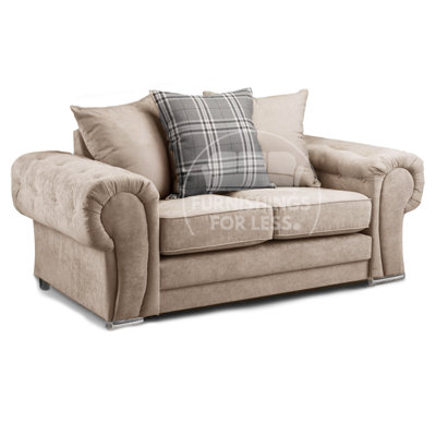 Furnishings For Less UK Milan Fabric 2 Seater Sofa Mink Fabric Scatter Back Chesterfield Style from B&Q