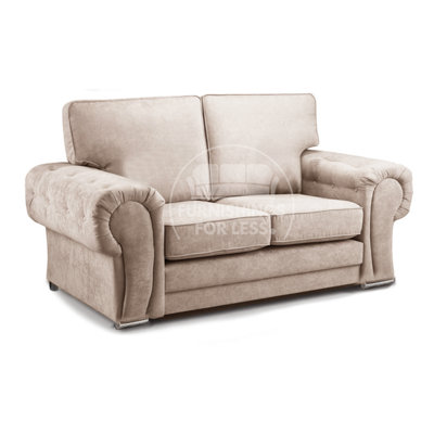 Furnishings For Less UK Milan Fabric 2 Seater Sofa Mink Fabric Full Back Chesterfield Style from B&Q