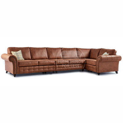Furnishings For Less UK Oakland Tan Chesterfield 6 Seater L Shape Large Corner Sofa from B&Q