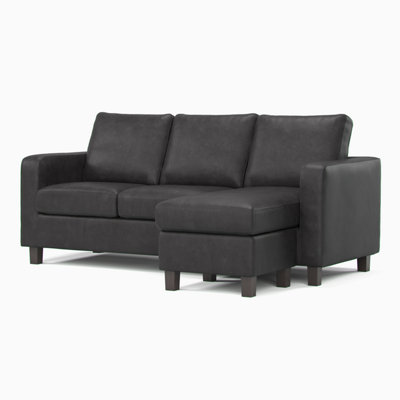 Furnishings For Less UK York Black Faux Leather Reversible L Shaped 3 Seater Corner Sofa from B&Q