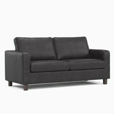 Furnishings For Less UK York Black Faux Leather  Boxed Arm 3 Seater Sofa from B&Q