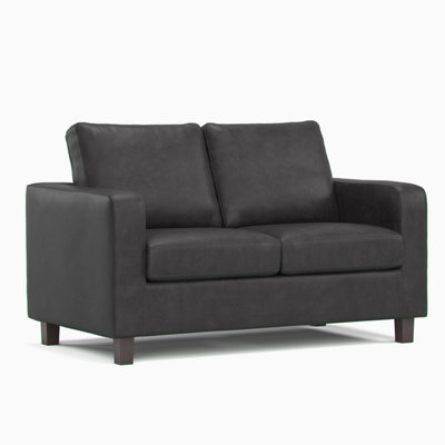 Furnishings For Less UK York Black Faux Leather Boxed Arm 2 Seater Sofa from B&Q
