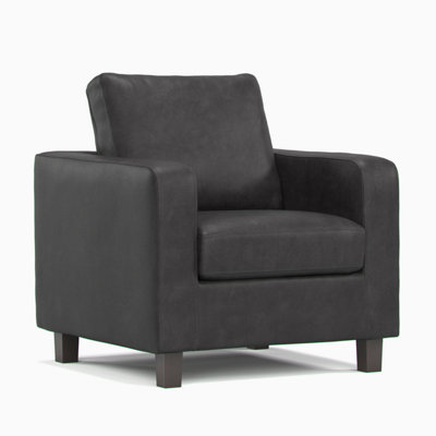 Furnishings For Less UK York Black Faux Leather Boxed Arm Single Seater Armchair from B&Q