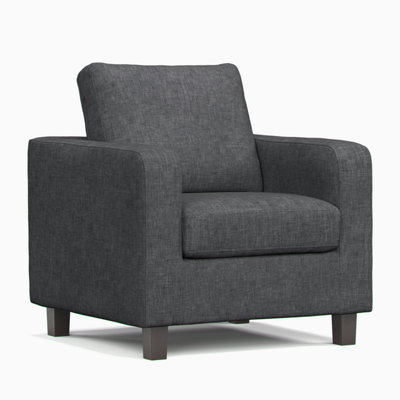 Furnishings For Less UK York Grey Turin Fabric  Boxed Arm Single Seater Armchair from B&Q