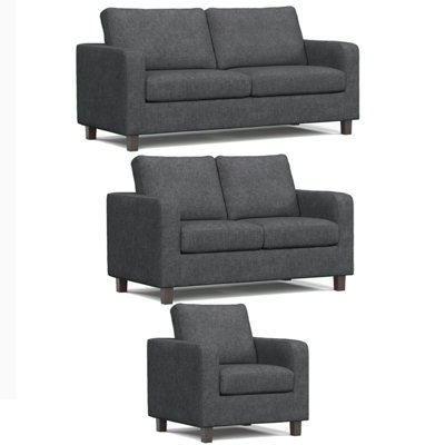 Furnishings For Less UK York Grey Turin Fabric 3 Piece Sofa Suite 3 Seater2 Seater And Armchair from B&Q