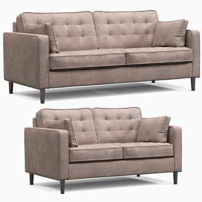 Furnishings For Less UK Eden Pewter Chenille Fabric Boxed Arm Sofa Suite 3 + 2 Sofas from B&Q