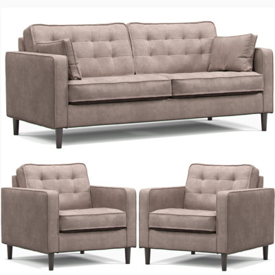 Furnishings For Less UK Eden Pewter Chenille Fabric 3 Piece Sofa Suite 3 Seater And 2 Armchairs from B&Q