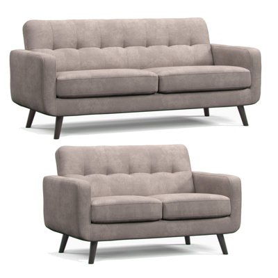 Furnishings For Less UK Kendal Fixed Back Antelope Boxed Arm Sofa Suite 3 + 2 Sofas from B&Q