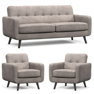 Furnishings For Less UK Kendal Fixed Back Antelope 3 Piece Sofa Suite 3 Seater And 2 Armchairs from B&Q