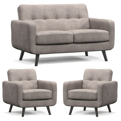 Furnishings For Less UK Kendal Fixed Back Antelope 3 Piece Sofa Suite 2 Seater And 2 Armchairs from B&Q