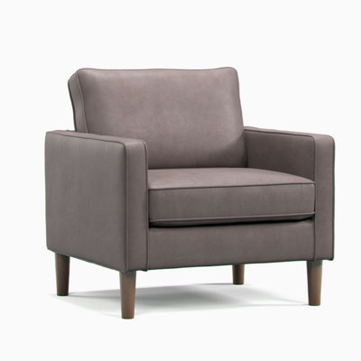 Furnishings For Less UK Bexhill Grey Faux Leather  Boxed Arm Single Seater Armchair from B&Q