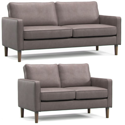 Furnishings For Less UK Bexhill Grey Faux Leather  Boxed Arm Sofa Suite 3 + 2 Sofas from B&Q