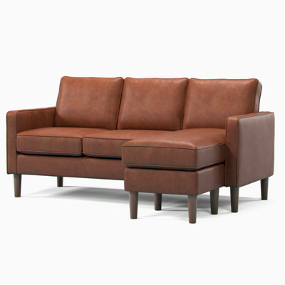Furnishings For Less UK Bexhill Tan Faux Leather Reversible L Shaped 3 Seater Corner Sofa from B&Q
