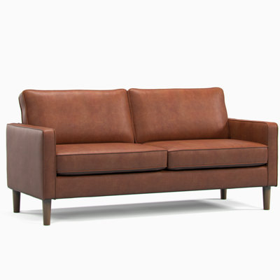 Furnishings For Less UK Bexhill Tan Faux Leather  Boxed Arm 3 Seater Sofa from B&Q