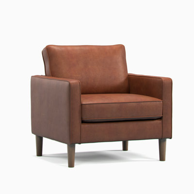 Furnishings For Less UK Bexhill Tan  Faux Leather  Boxed Arm Single Seater Armchair from B&Q