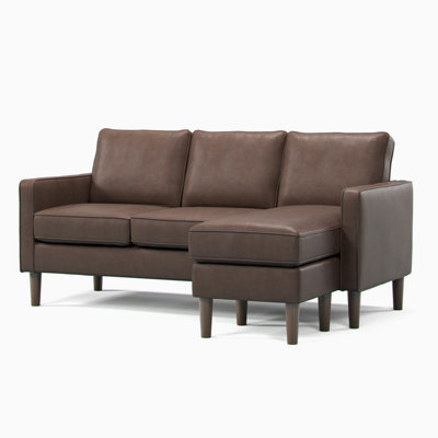 Furnishings For Less UK Bexhill Brown Faux Leather Reversible L Shaped 3 Seater Corner Sofa from B&Q
