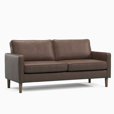 Furnishings For Less UK Bexhill Brown Faux Leather  Boxed Arm 3 Seater Sofa from B&Q