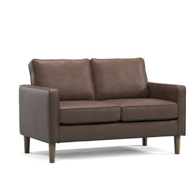 Furnishings For Less UK Bexhill Brown Faux Leather  Boxed Arm 2 Seater Sofa from B&Q