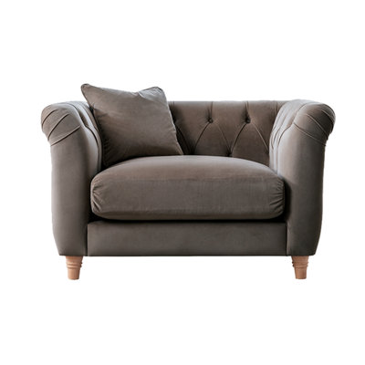 Furnishings For Less UK Elsie Velvet Chesterfield Plush Velvet Mushroom Armchair from B&Q