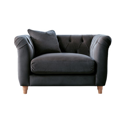 Furnishings For Less UK Elsie Velvet Chesterfield Plush Velvet Midnight Armchair from B&Q