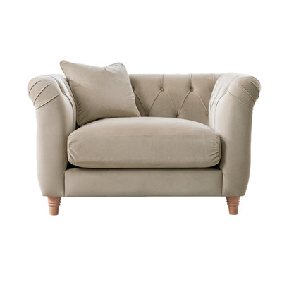 Furnishings For Less UK Elsie Velvet Chesterfield Plush Velvet Putty Armchair from B&Q