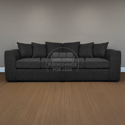 Furnishings For Less Uk Paris Charcoal Boucle Fabric Long 4 Seater Sofa - Scatter