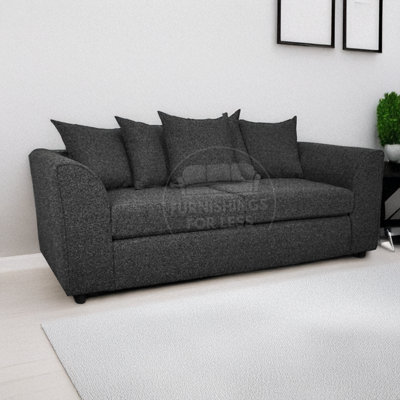 Furnishings For Less Uk Paris Charcoal Boucle Fabric 3 Seater Sofa - Scatter