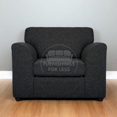 Furnishings For Less UK Paris Charcoal Boucle Fabric Single Seater Armchair from B&Q