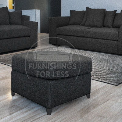 Furnishings For Less UK Paris Charcoal Boucle Fabric Sofa Accessory Footstool from B&Q