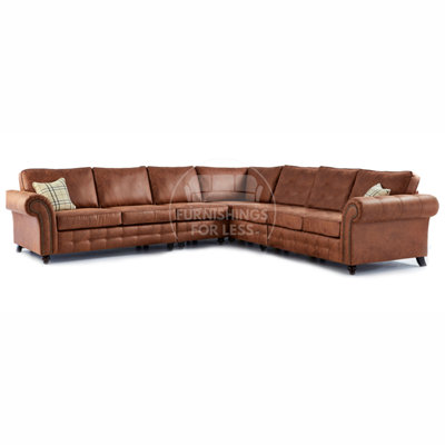 Furnishings For Less UK Oakland Tan Chesterfield 7 Seater L Shape Large Corner Sofa from B&Q