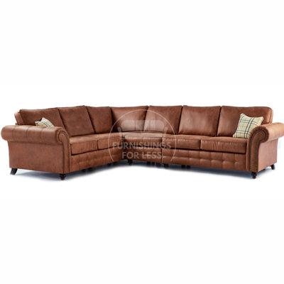 Furnishings For Less UK Oakland Tan Chesterfield 6 Seater L Shape Large Corner Sofa from B&Q